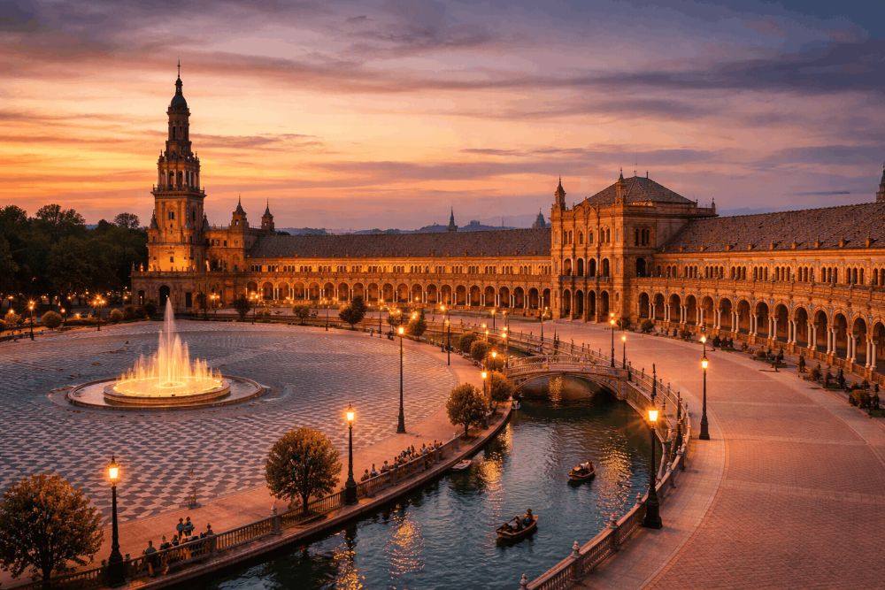 Plaza de España de Sevilla al atardecer
